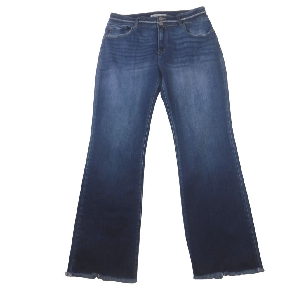 KanCan Maurices Womens Flare Jeans Medium Wash Frayed Hem Size 31 221745